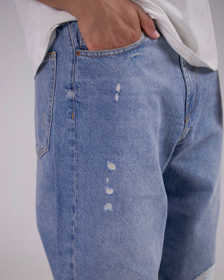 LOOSE FIT RIPPED BAGGY JEANS IN BLUE