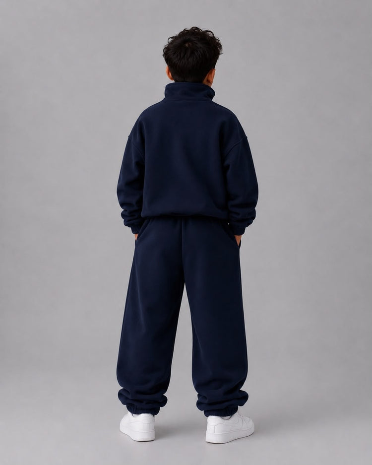 KIDS HIGH NECK ZIP-UP SWEATSHIRT & ZIPPER HOODIE 450 GSM SET