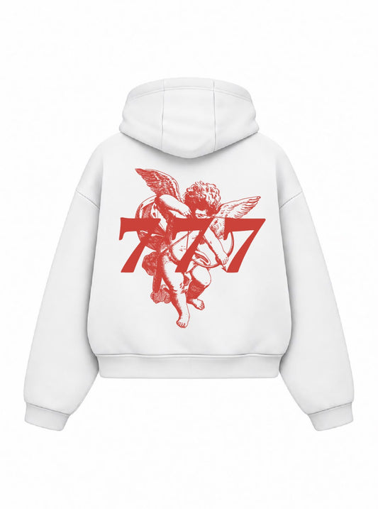 Bloza 777 Cupid Box Cut Hoodie - White - Back
