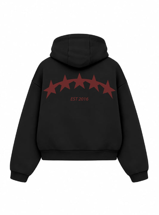 Bloza Five Stars Box Cut Hoodie - Black - Back