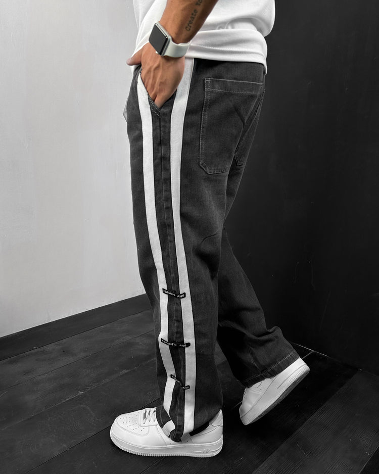 double striped jean stretch jeans