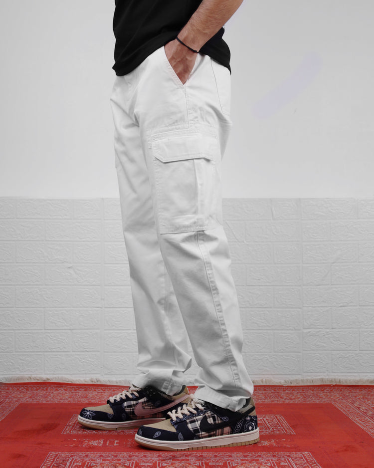 White Baggy Cargo Pants