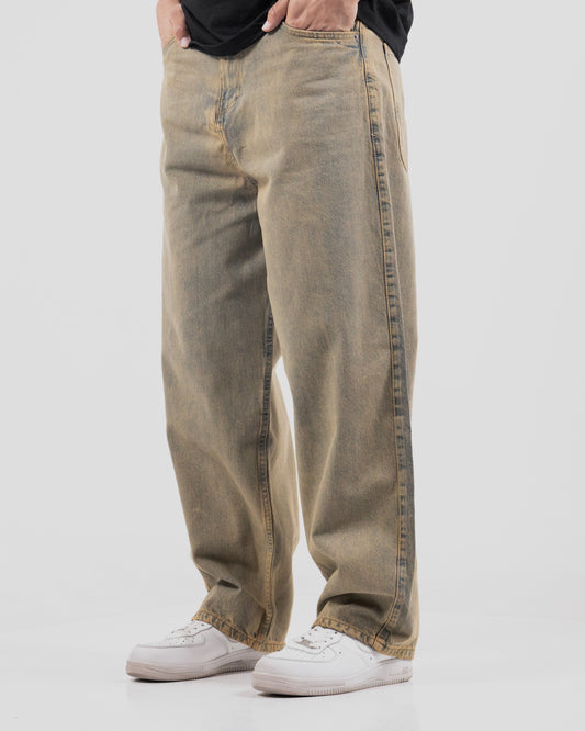 FADED MUSTARD BAGGY JEANS