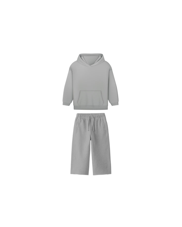 KIDS ESSENTIAL OPEN BOTTOM PANTS & HOODIE 450 GSM SET