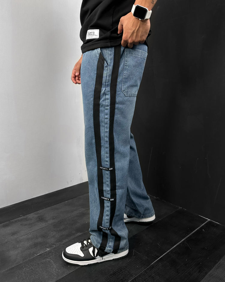 double striped jean stretch jeans