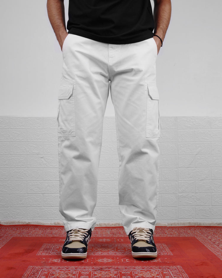 White Baggy Cargo Pants