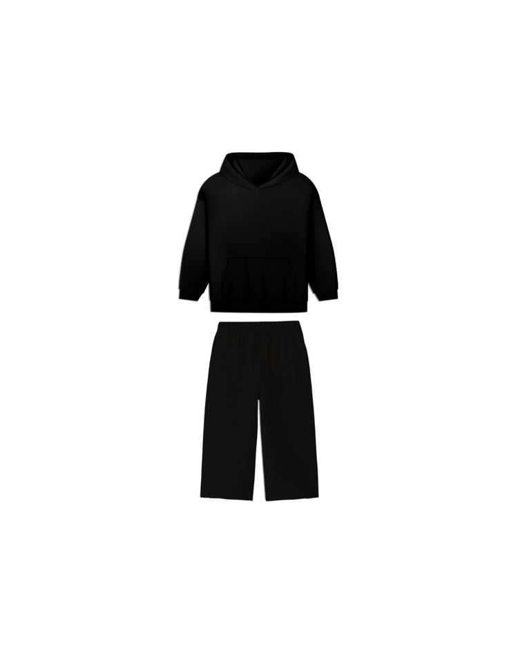 KIDS ESSENTIAL OPEN BOTTOM PANTS & HOODIE 450 GSM SET