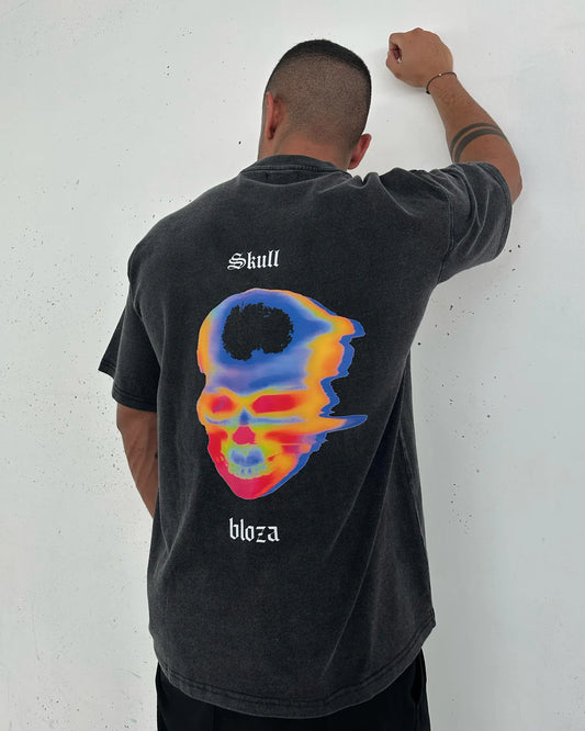 SKULL TSHIRT 2XL BLACK ACID WASH