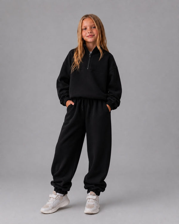 KIDS HIGH NECK ZIP-UP SWEATSHIRT & ZIPPER HOODIE 450 GSM SET