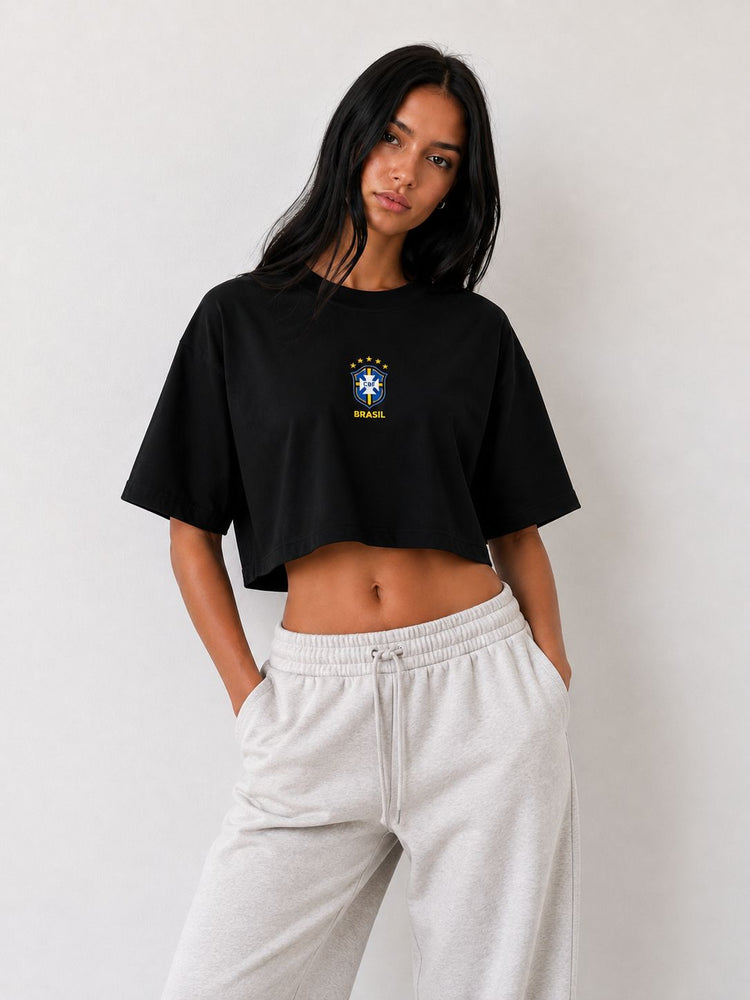 BRAZIL OVERSIZE FEMALE CROP TOP T-SHIRT