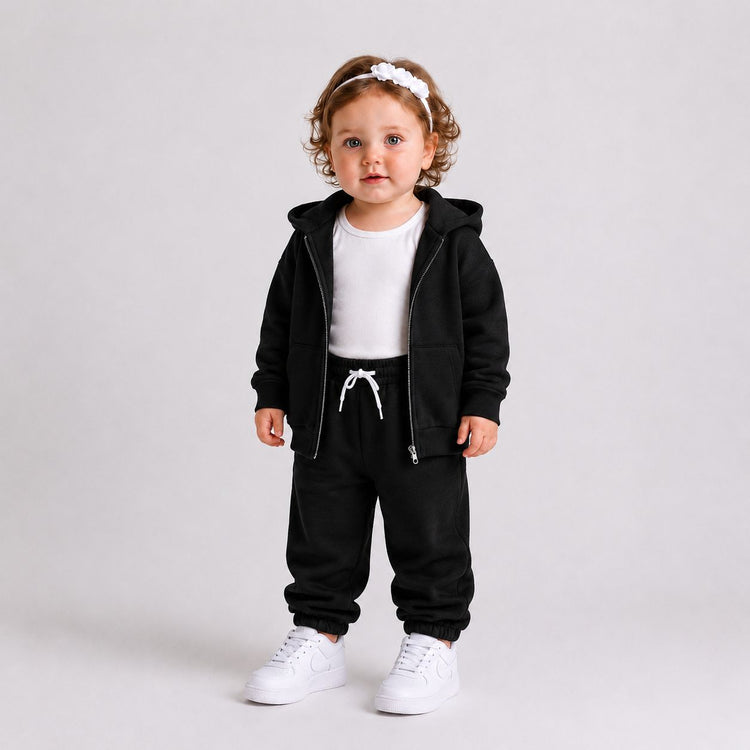 Kids sweatsuit 300 GSM, girls, black
