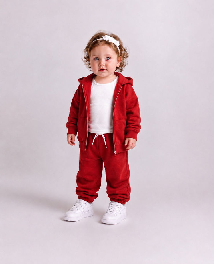 Kids sweatsuit 300 GSM, girls, red