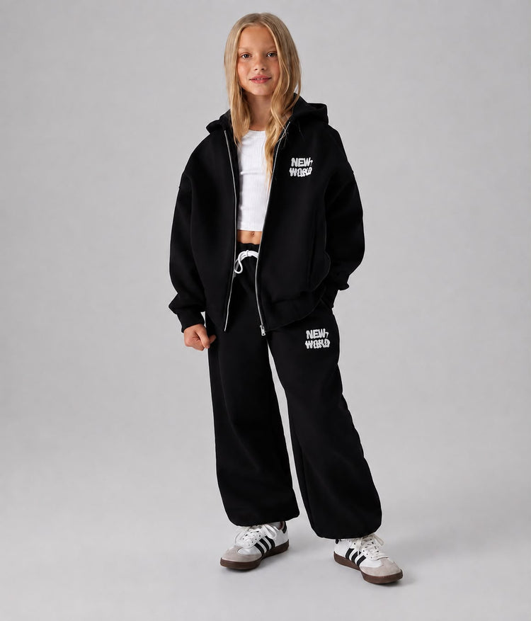KIDS NEW WORLD PANTS & ZIPPER HOODIE 450 GSM SET