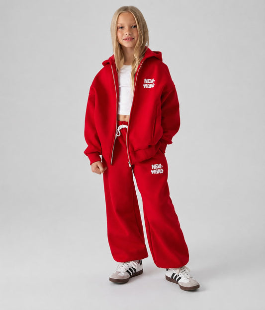 KIDS NEW WORLD PANTS & ZIPPER HOODIE 450 GSM SET