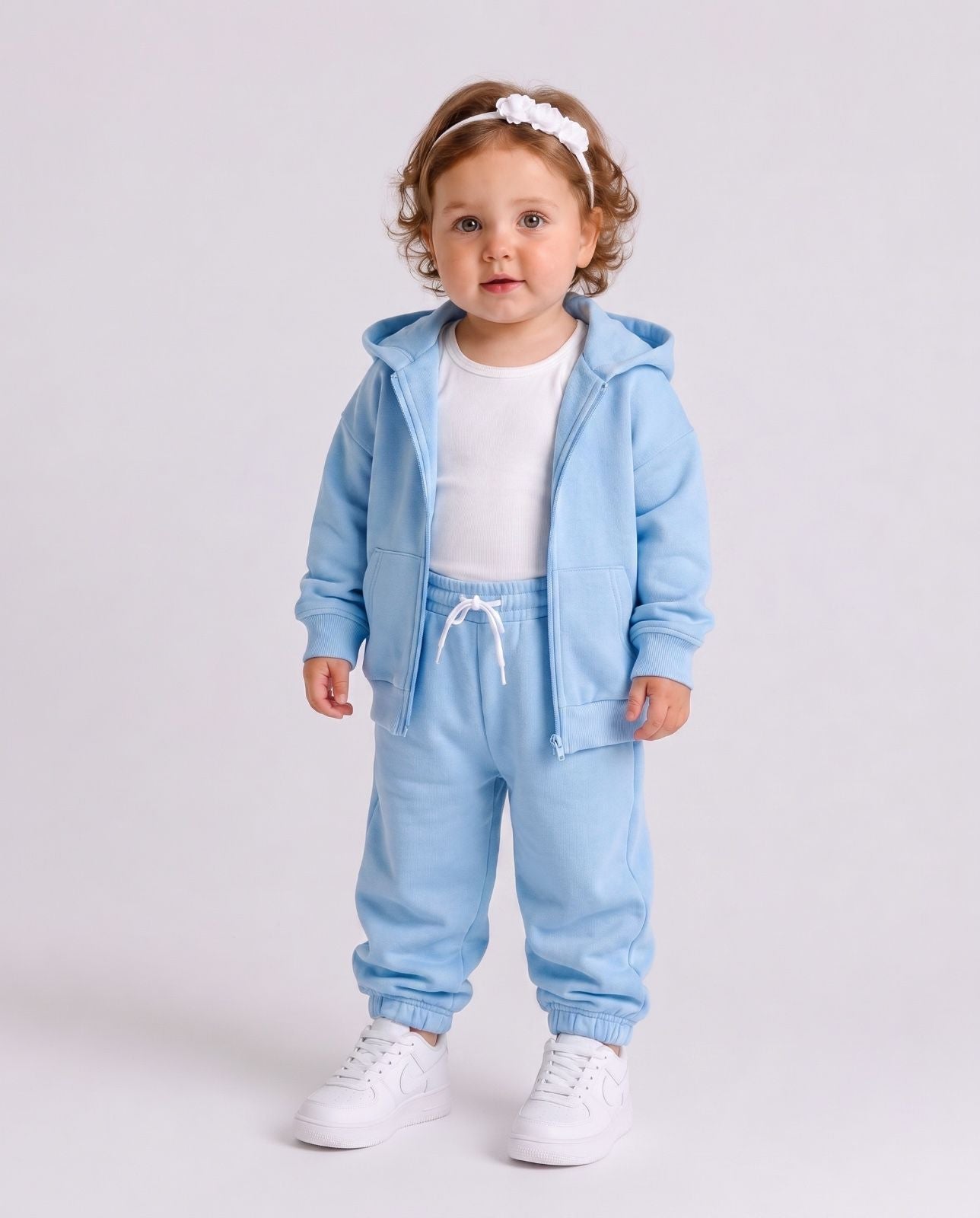 Kids sweatsuit 300 GSM, girls, baby blue