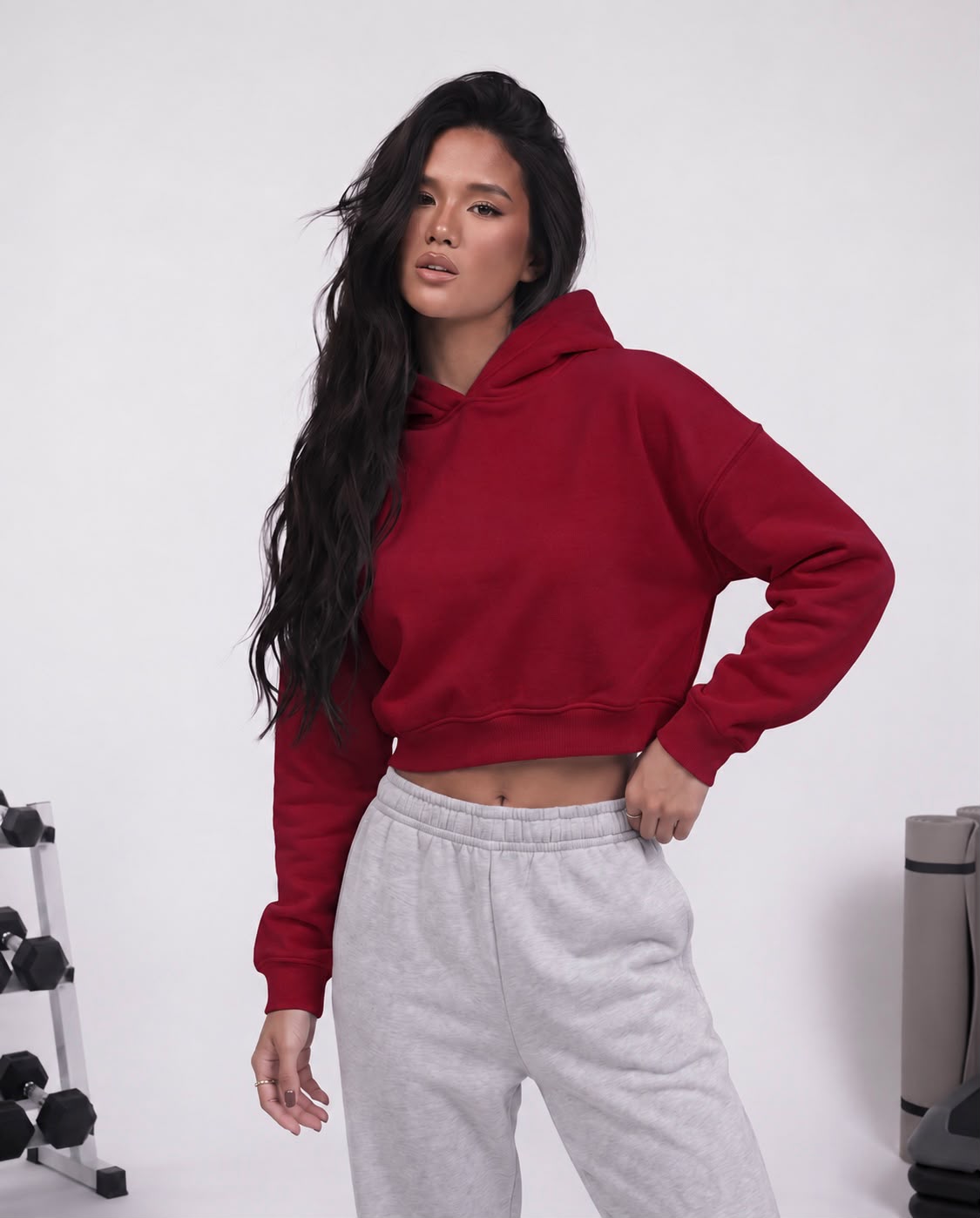 Cropped hoodie red