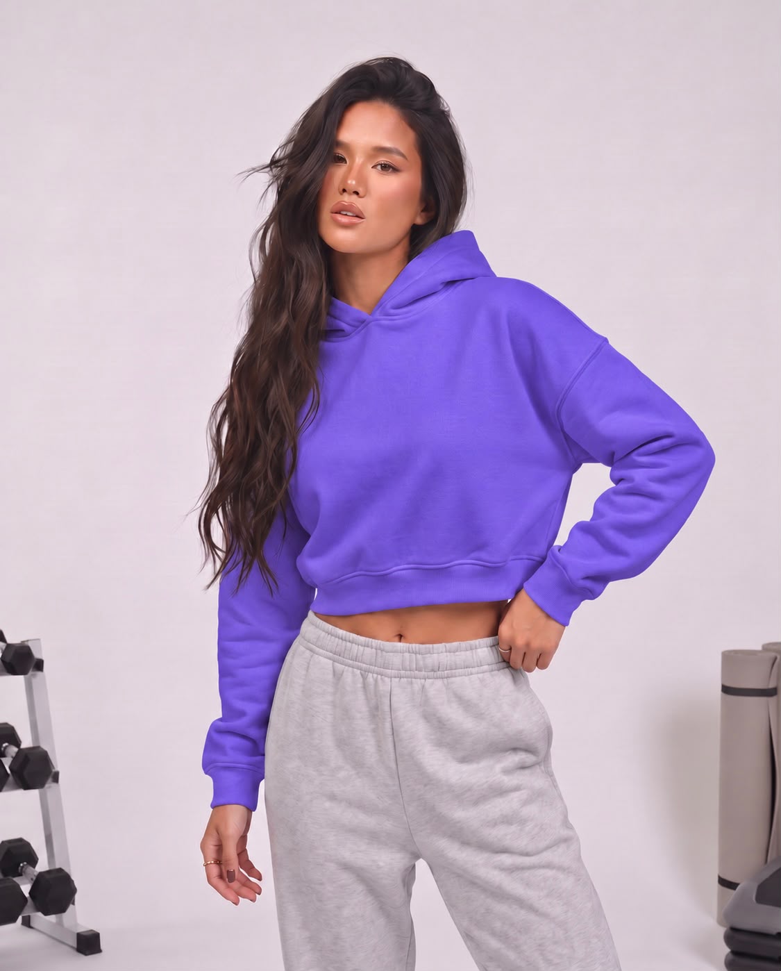 Cropped hoodie purple
