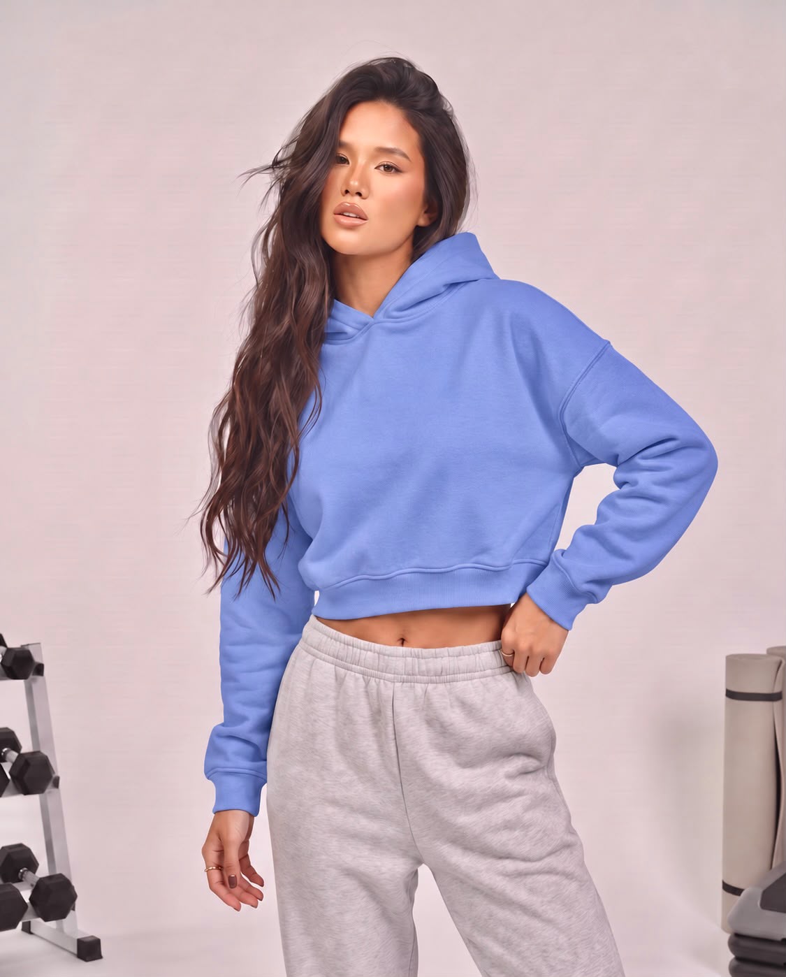 Cropped hoodie baby blue