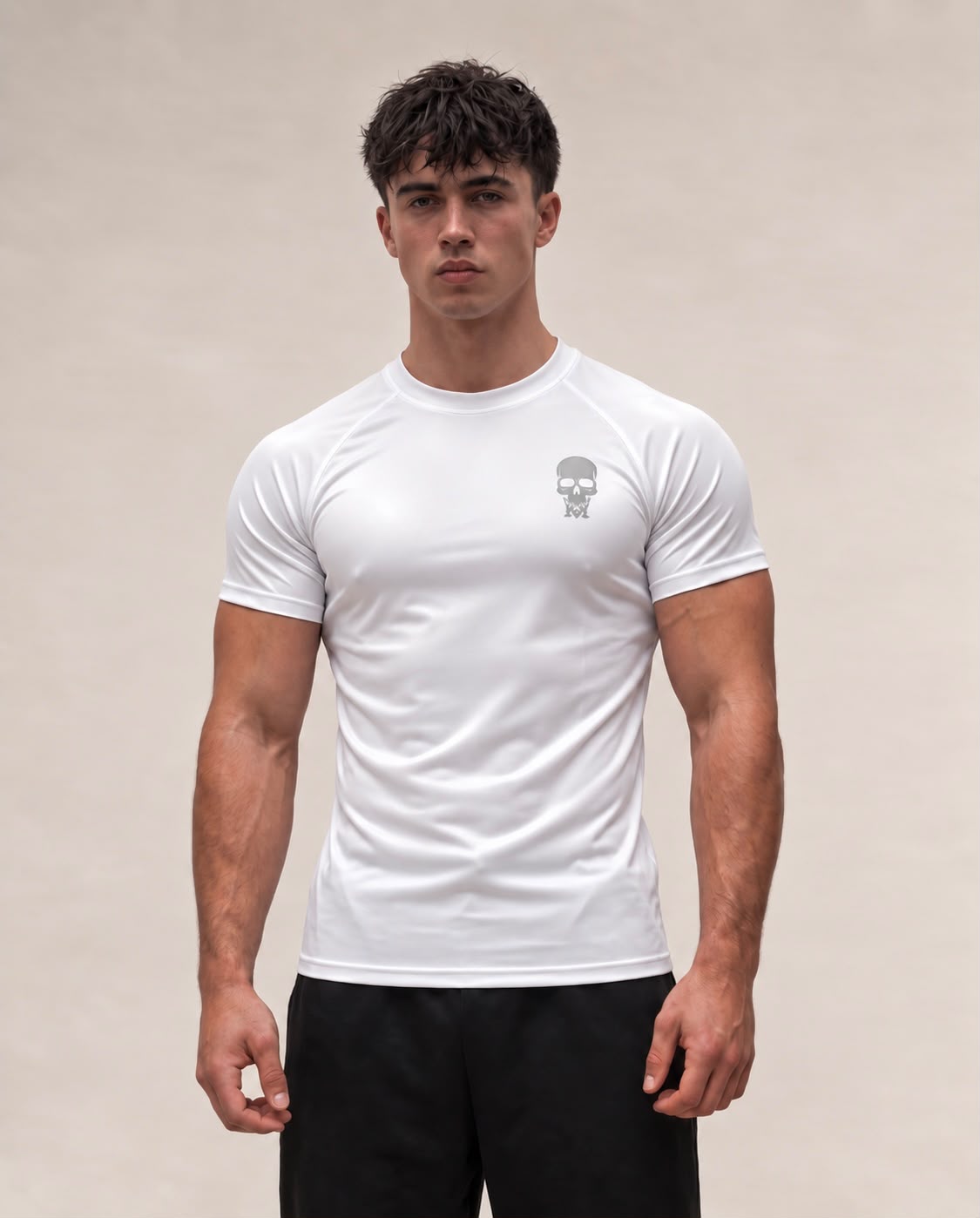 Anchor Skull performance t-shirt in white, front
