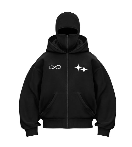 Bloza Be Brave Zip Box Cut Hoodie - Black - Front