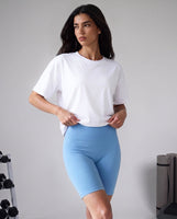 High waisted biker shorts baby blue