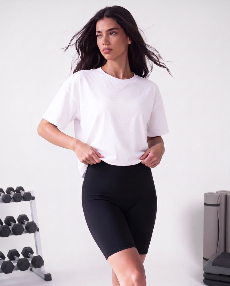 High waisted biker shorts black