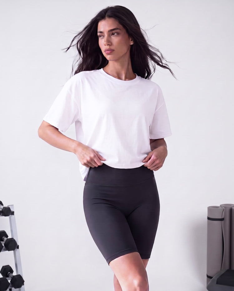High waisted biker shorts charcoal