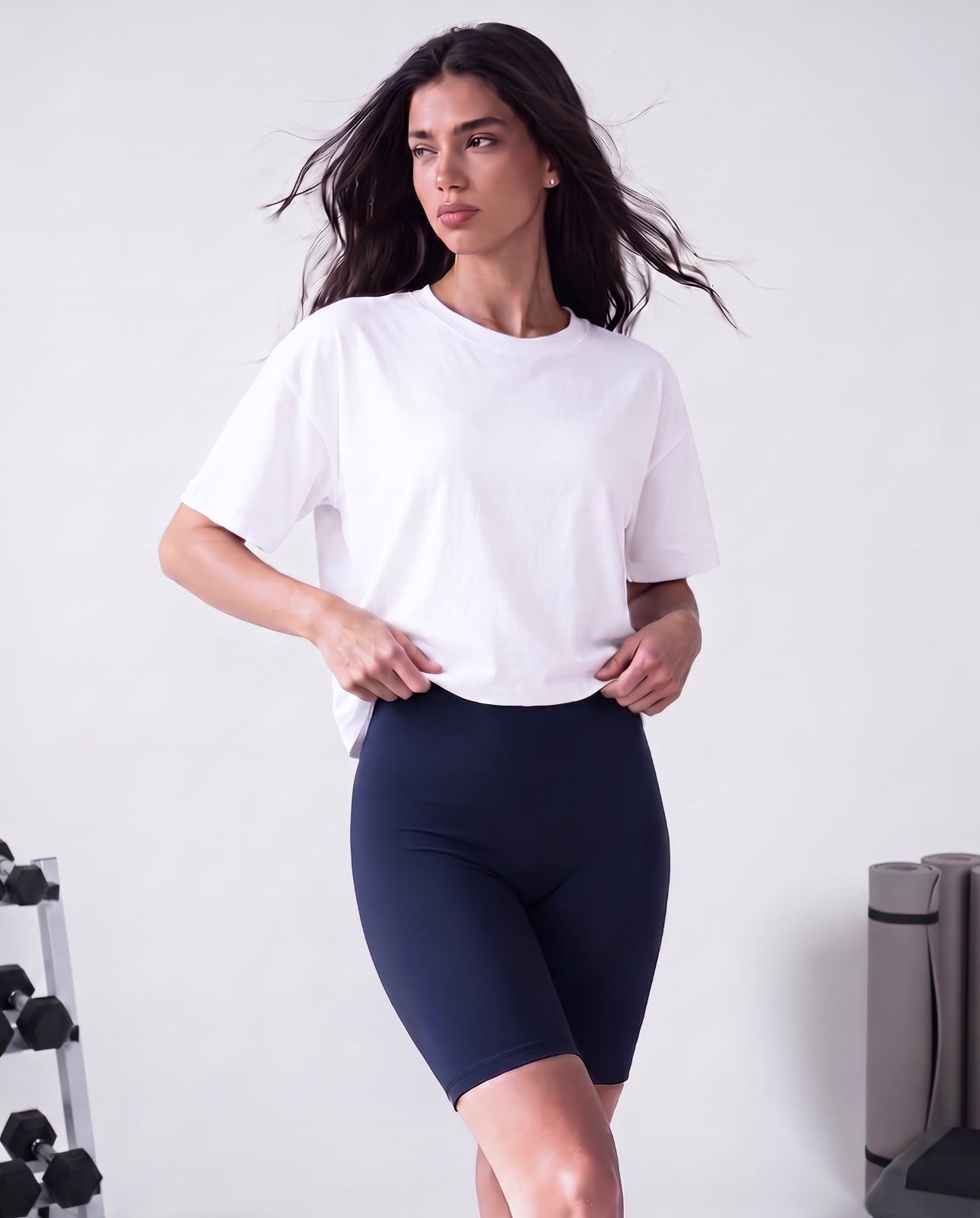 High waisted biker shorts navy blue