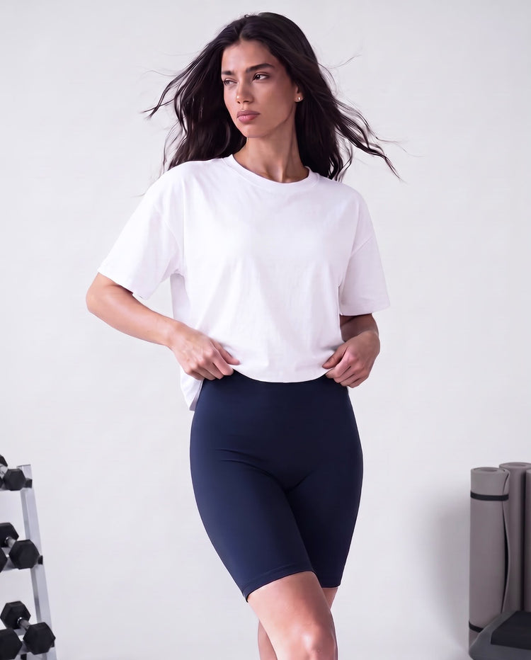 High waisted biker shorts navy blue