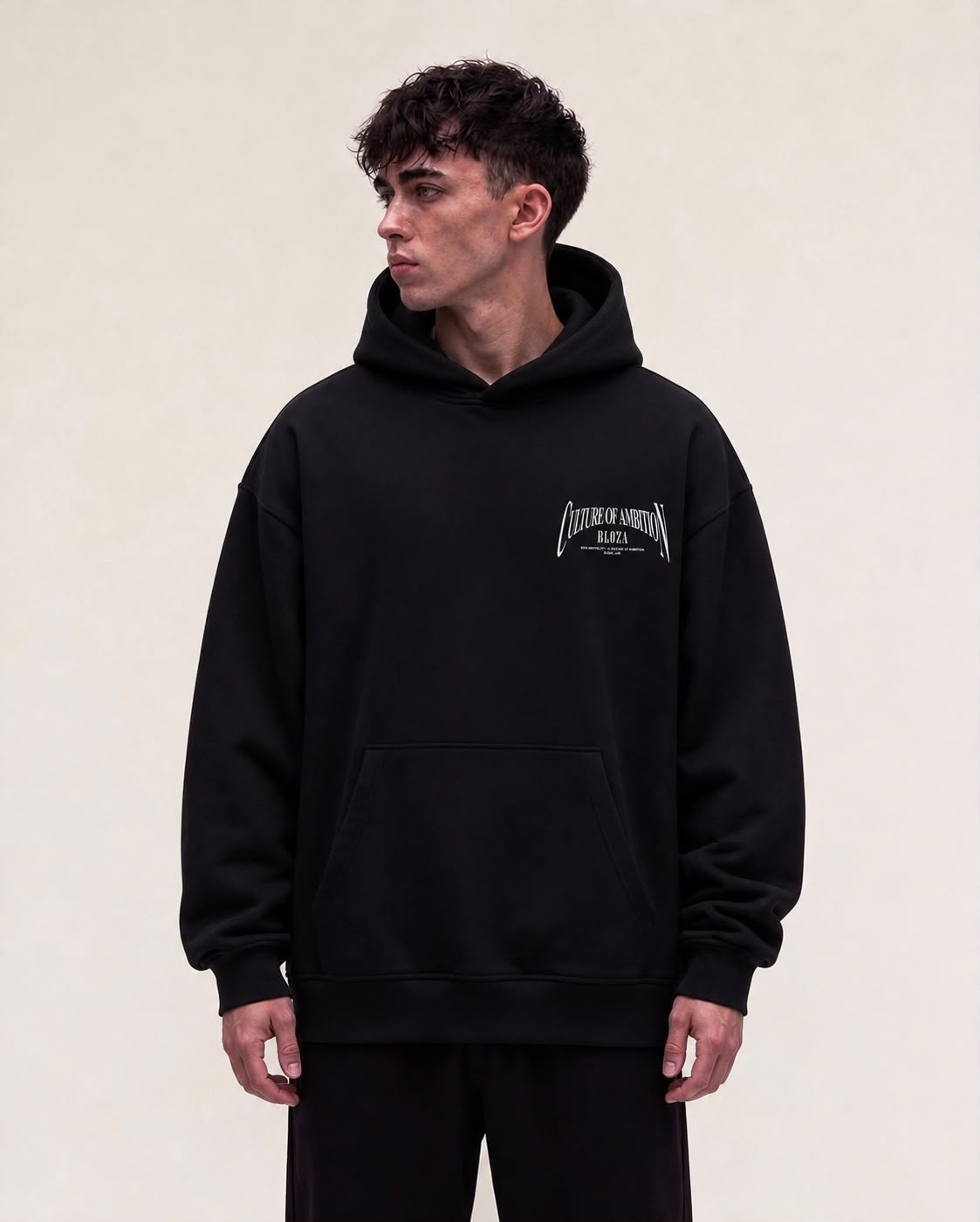 Culture of Ambition hoodie 380 GSM in black, front