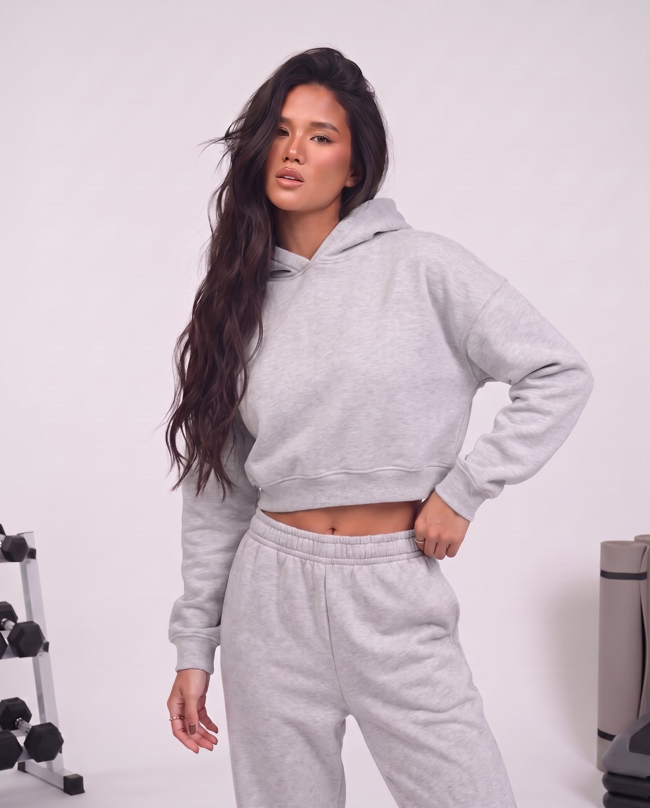 Cropped hoodie grey
