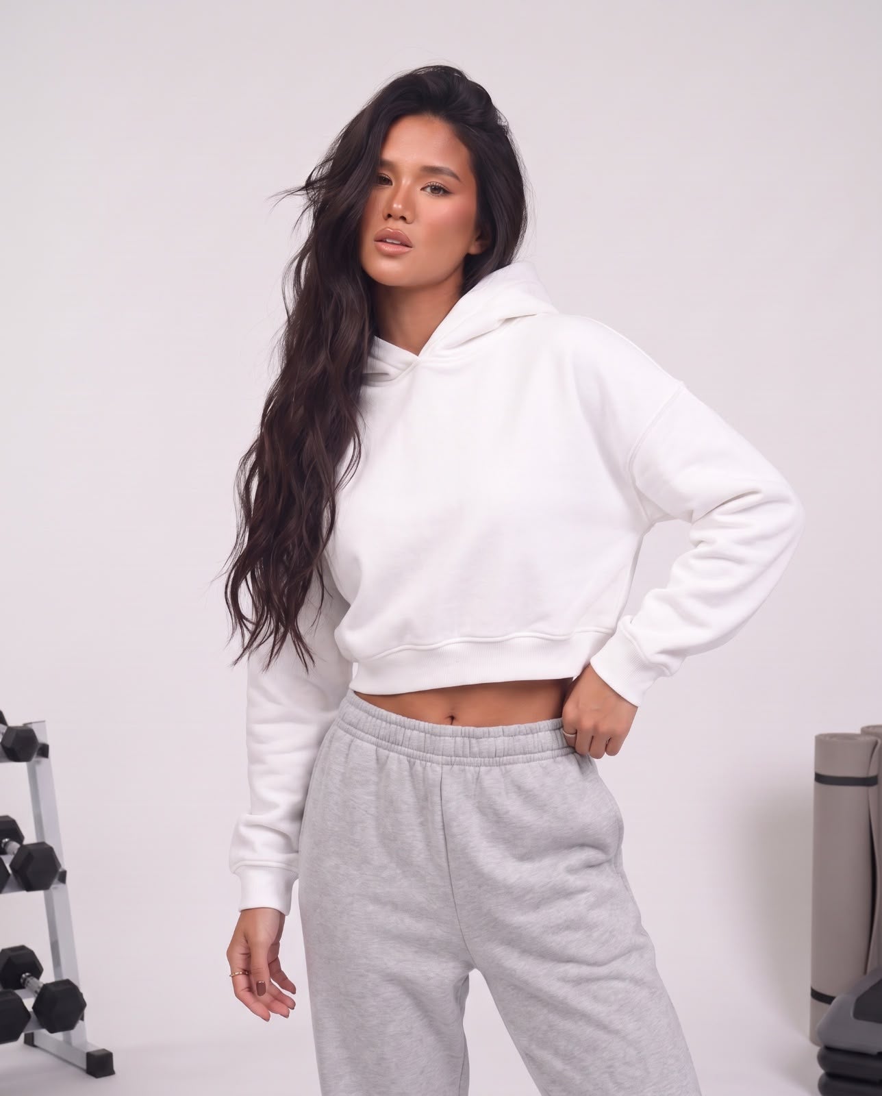 Cropped hoodie white