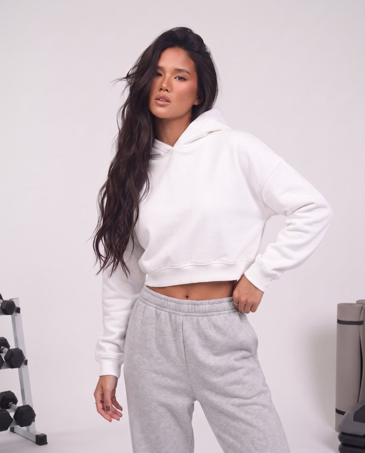 Cropped hoodie white