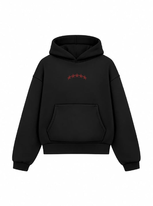 Bloza Five Stars Box Cut Hoodie - Black - Front