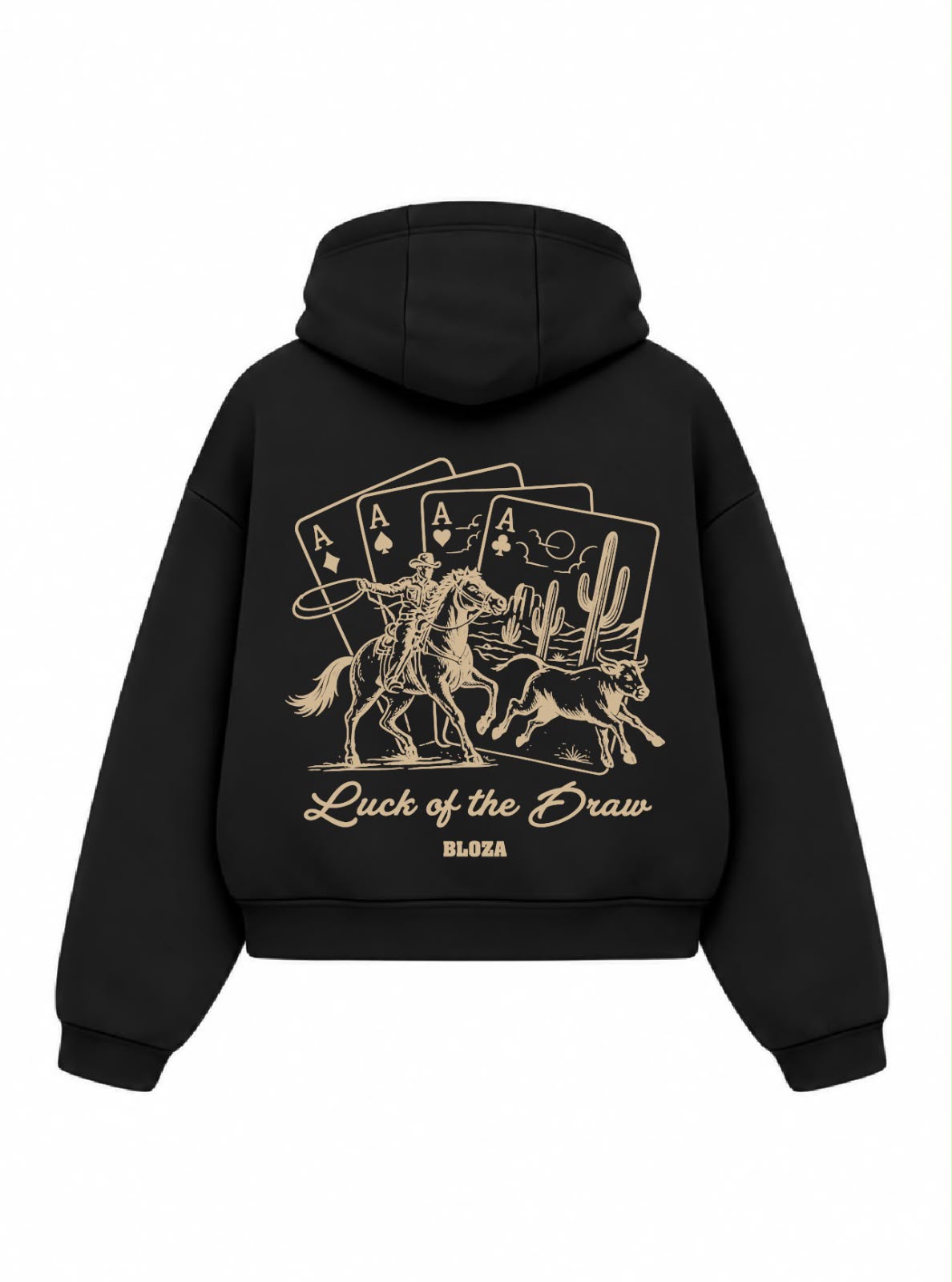 Bloza Luck of the Draw Box Cut Hoodie - Black - Back