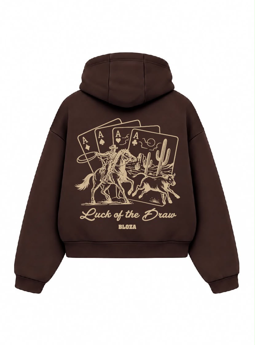 Bloza Luck of the Draw Box Cut Hoodie - Brown - Back