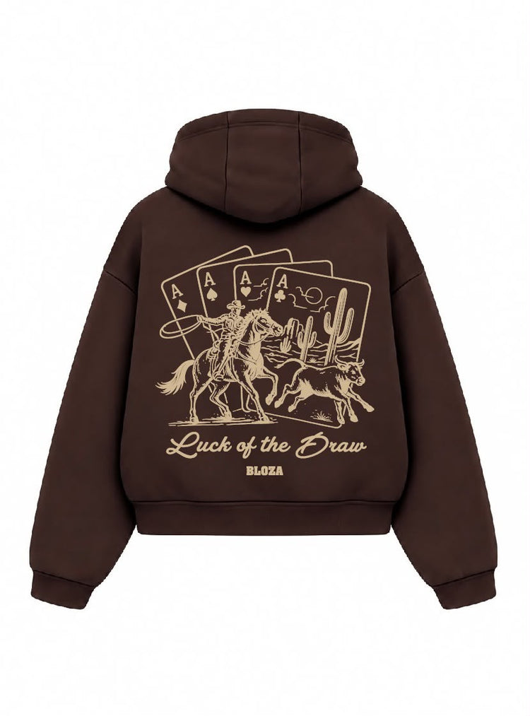 Bloza Luck of the Draw Box Cut Hoodie - Brown - Back