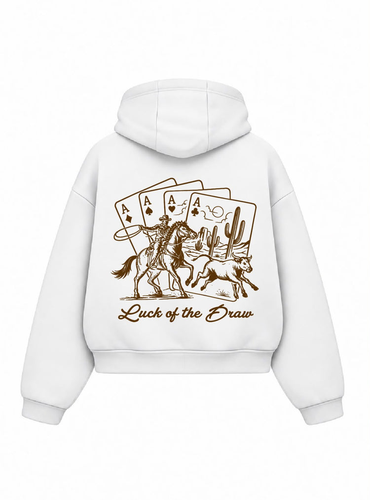 Bloza Luck of the Draw Box Cut Hoodie - White - Back
