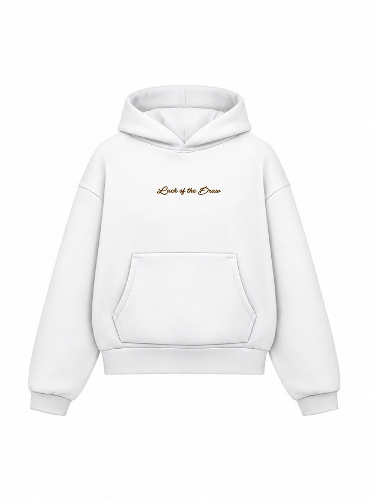 Bloza Luck of the Draw Box Cut Hoodie - White - Front