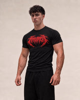 Red Wings performance t-shirt in black, front lettering