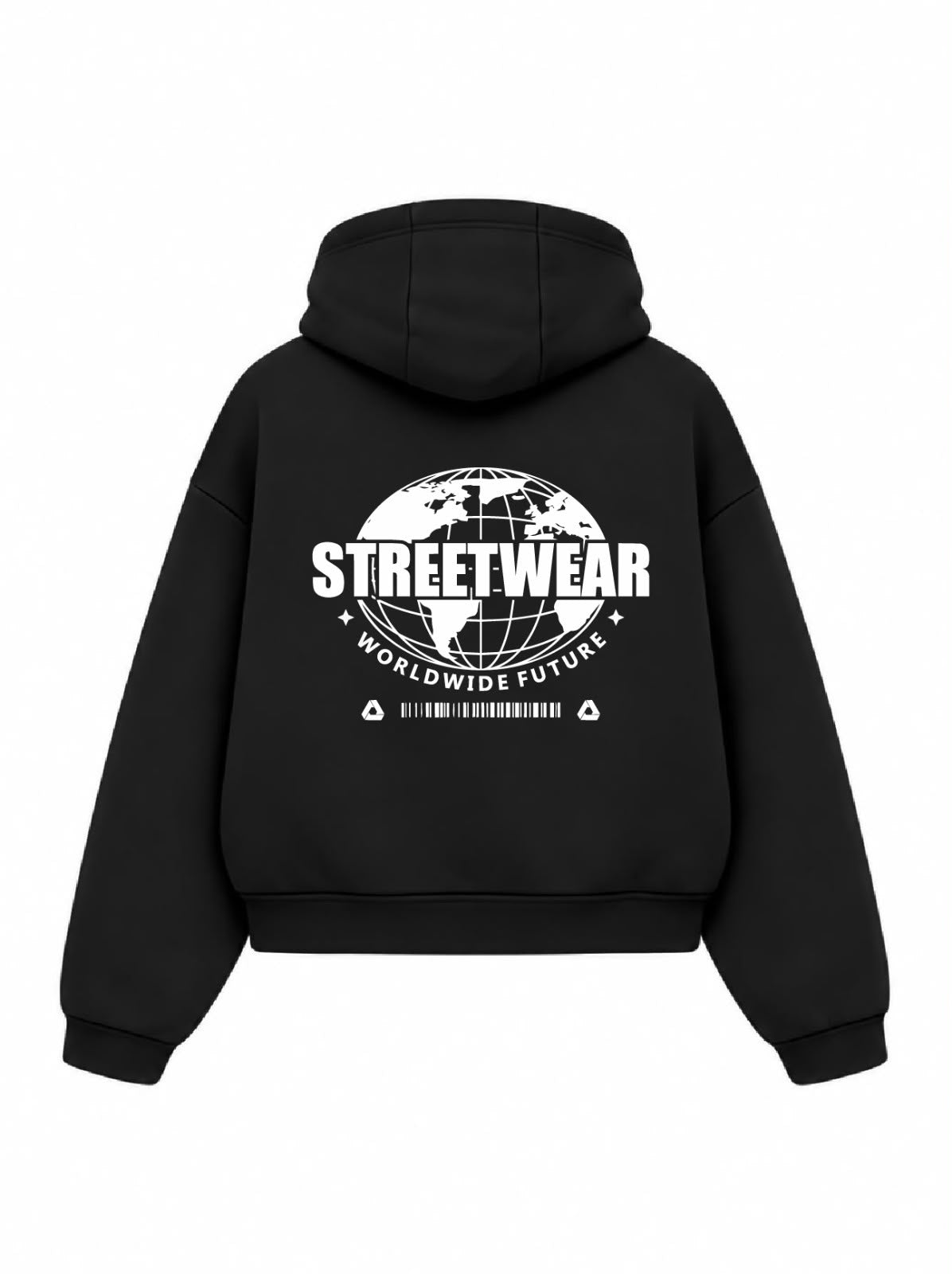 Bloza Streetwear Globe Box Cut Hoodie - Black - Back