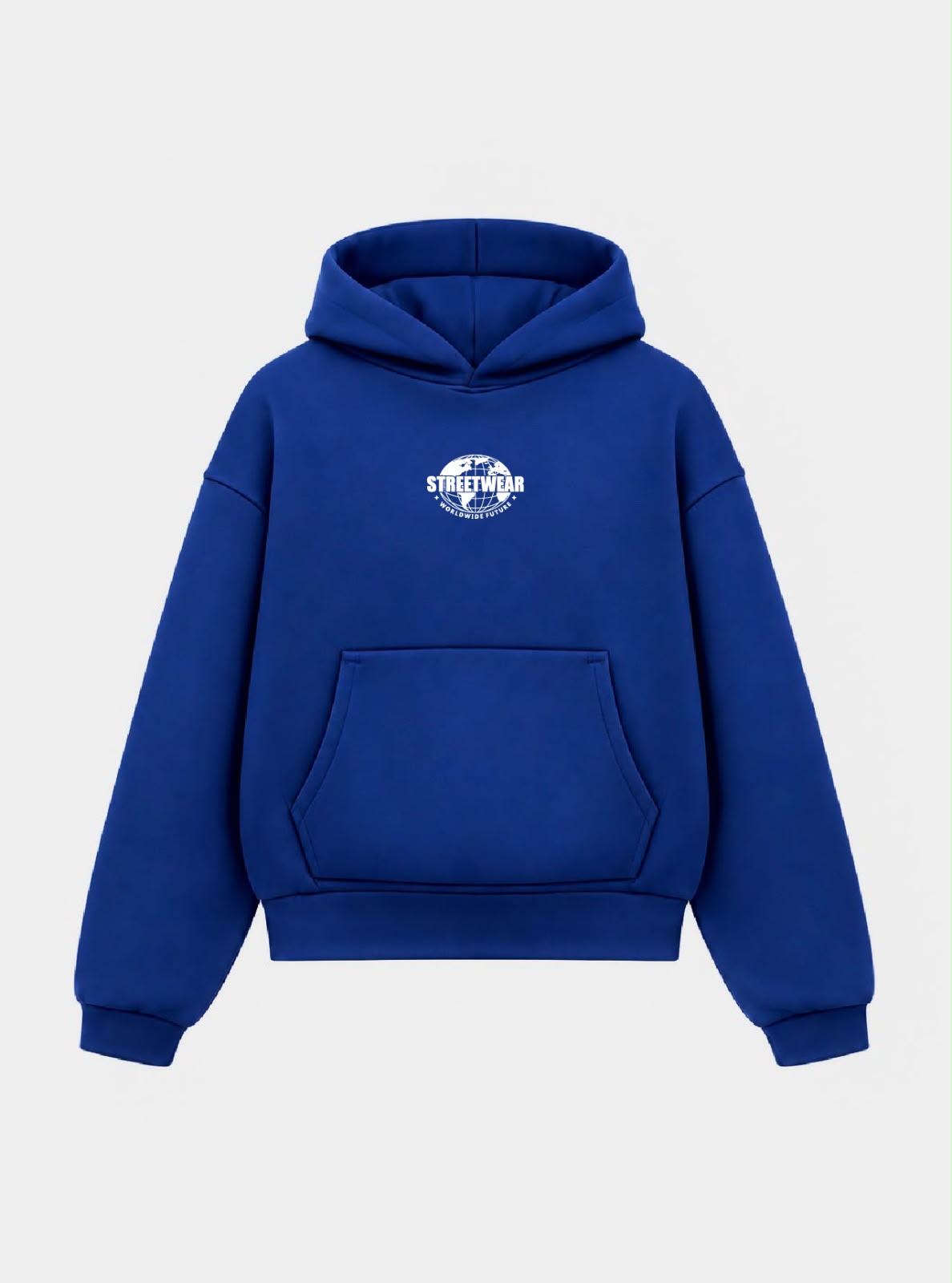 Bloza Streetwear Globe Box Cut Hoodie - Blue - Front