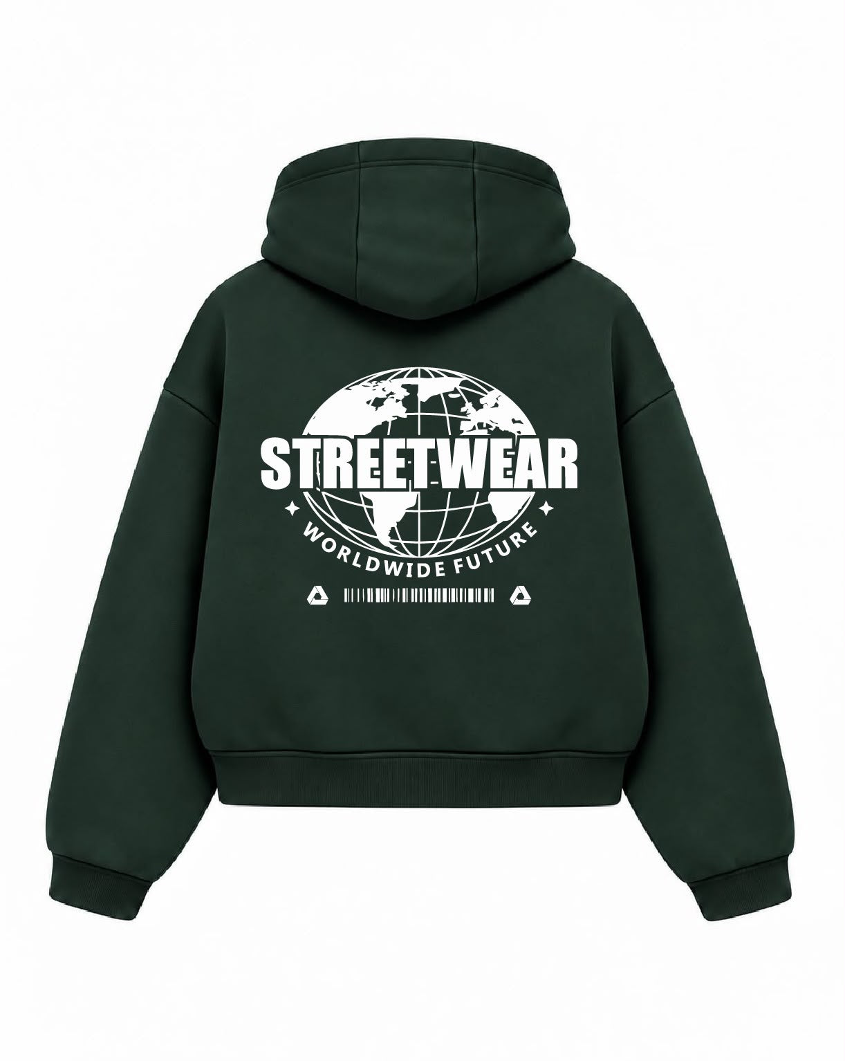 Bloza Streetwear Globe Box Cut Hoodie - Green - Back
