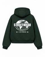Bloza Streetwear Globe Box Cut Hoodie - Green - Back