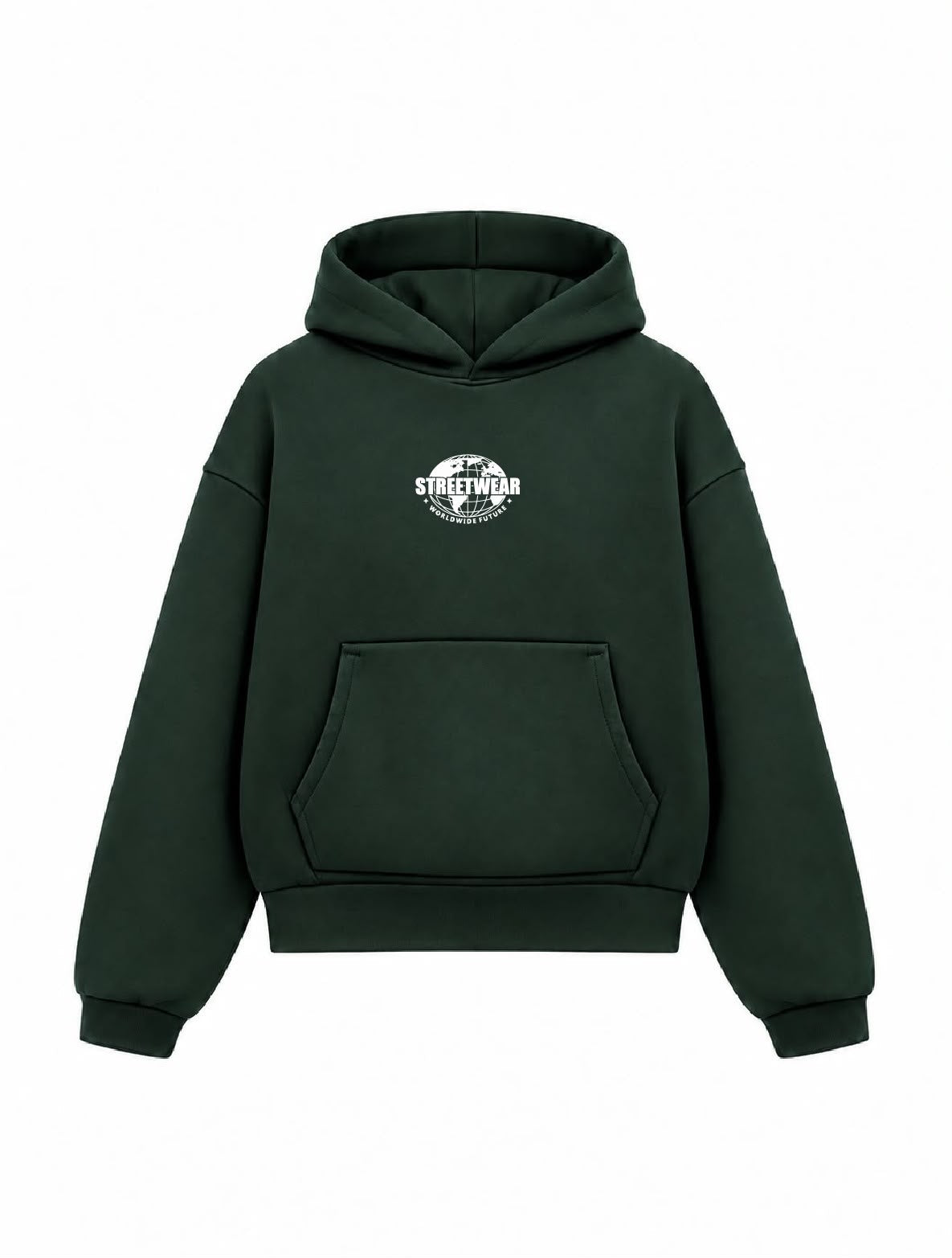 Bloza Streetwear Globe Box Cut Hoodie - Green - Front