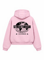 Bloza Streetwear Globe Box Cut Hoodie - Pink - Back