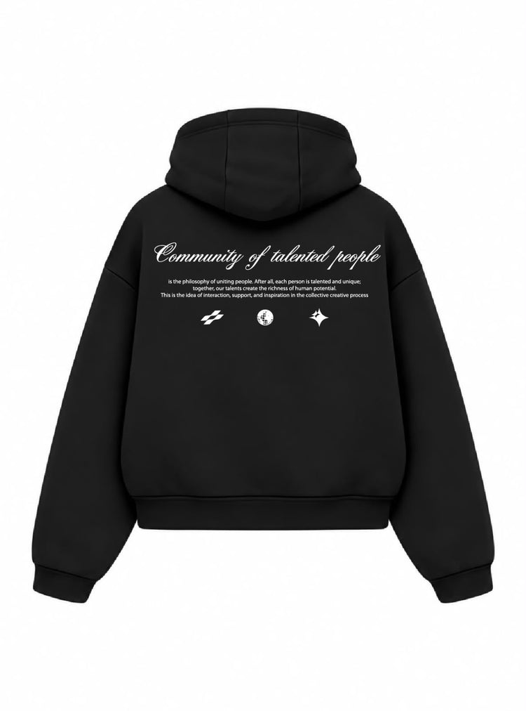 Bloza Talented People Box Cut Hoodie - Black - Back