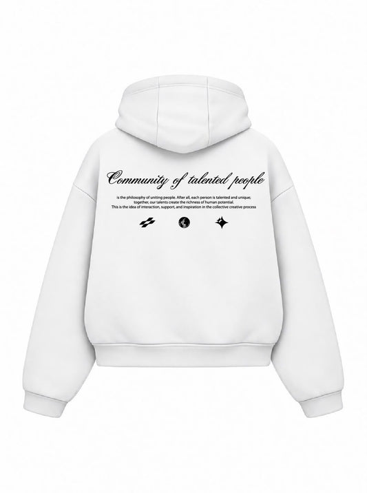 Bloza Talented People Box Cut Hoodie - White - Back