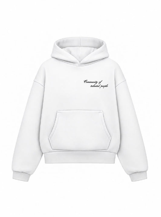 Bloza Talented People Box Cut Hoodie - White - Front