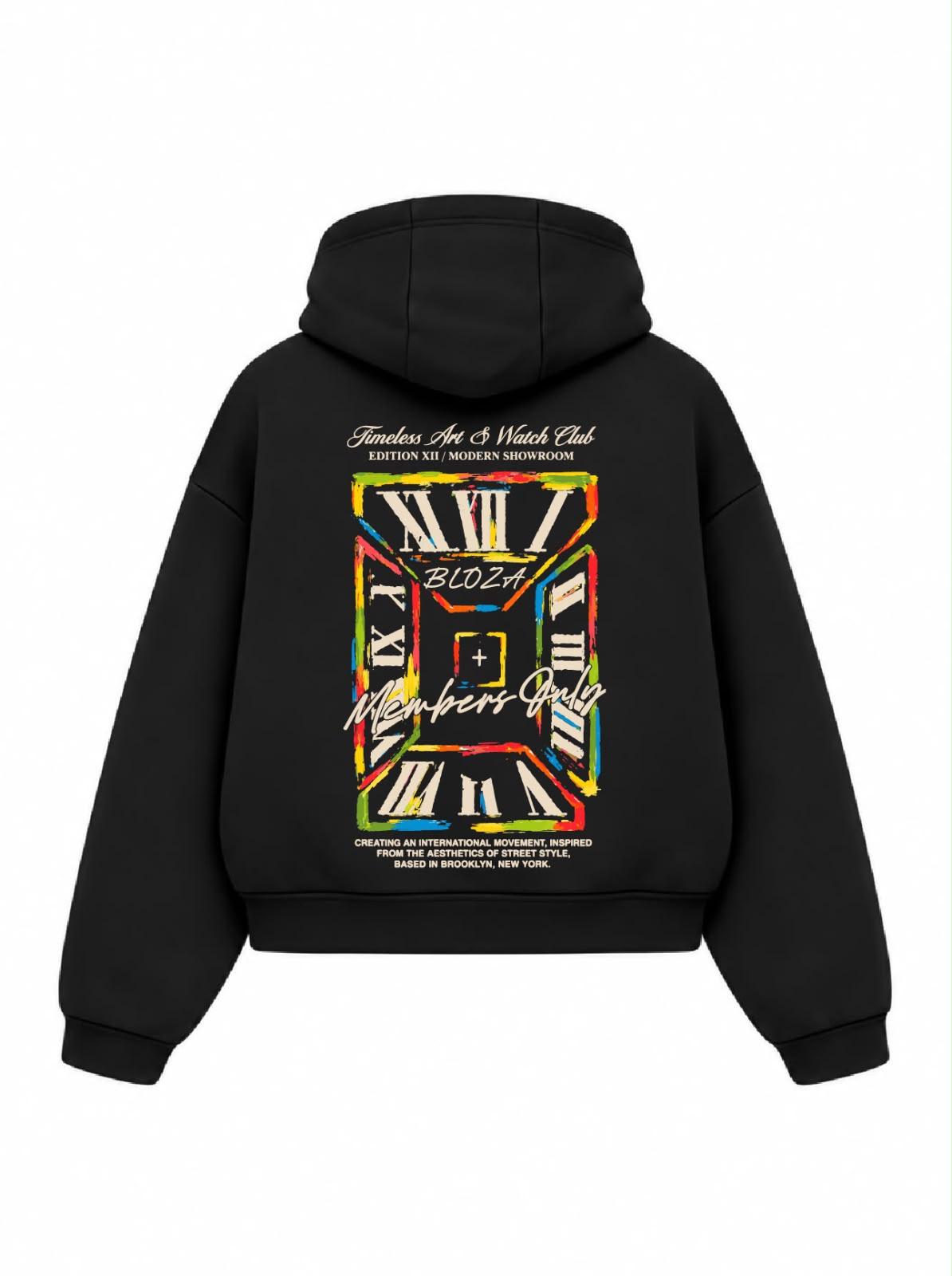 Bloza Timeless Box Cut Hoodie - Black - Back